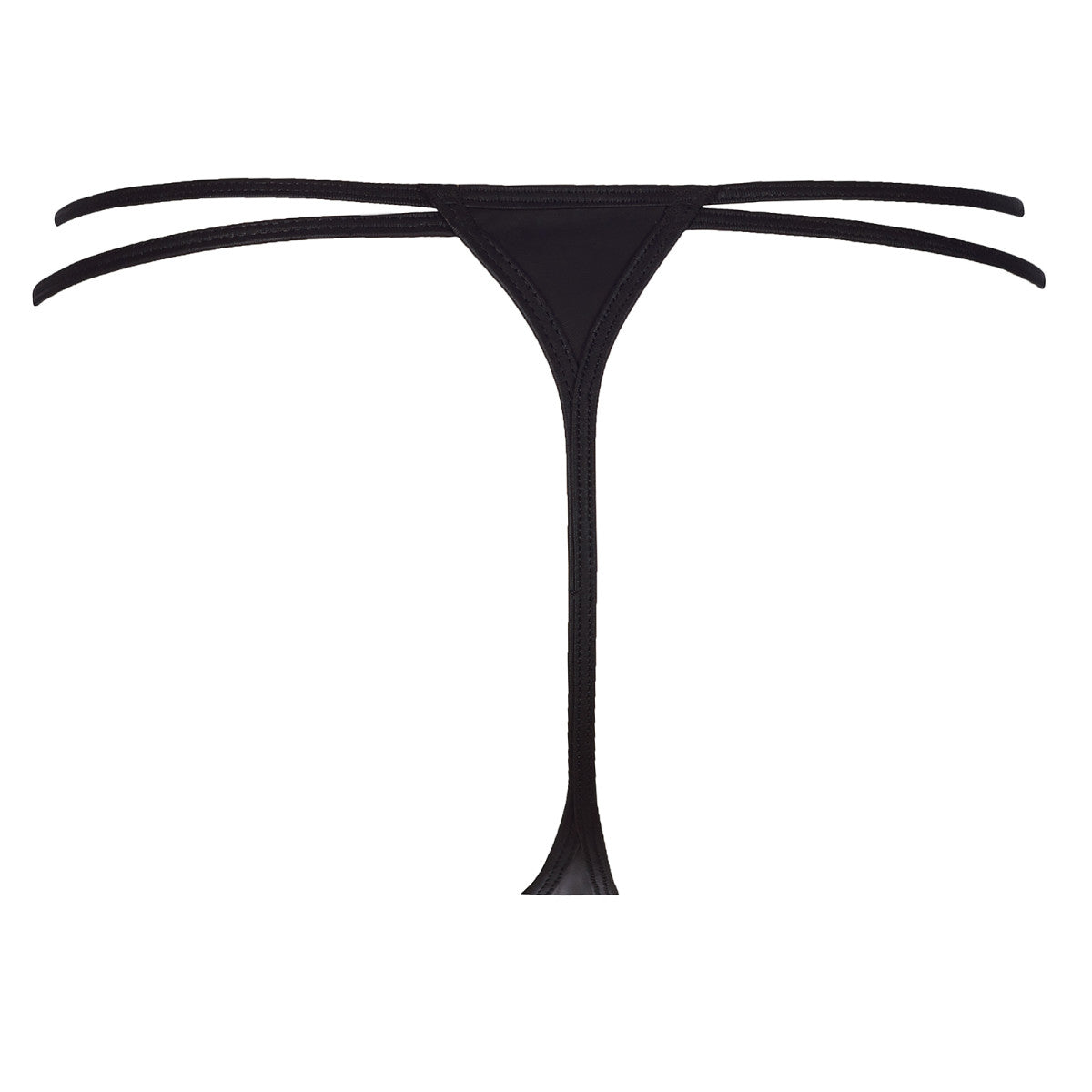Axami V-8348 Wetlook-String in Schwarz – Freisteller der Rückseite mit knappem String-Schnitt und Doppelriemchen
