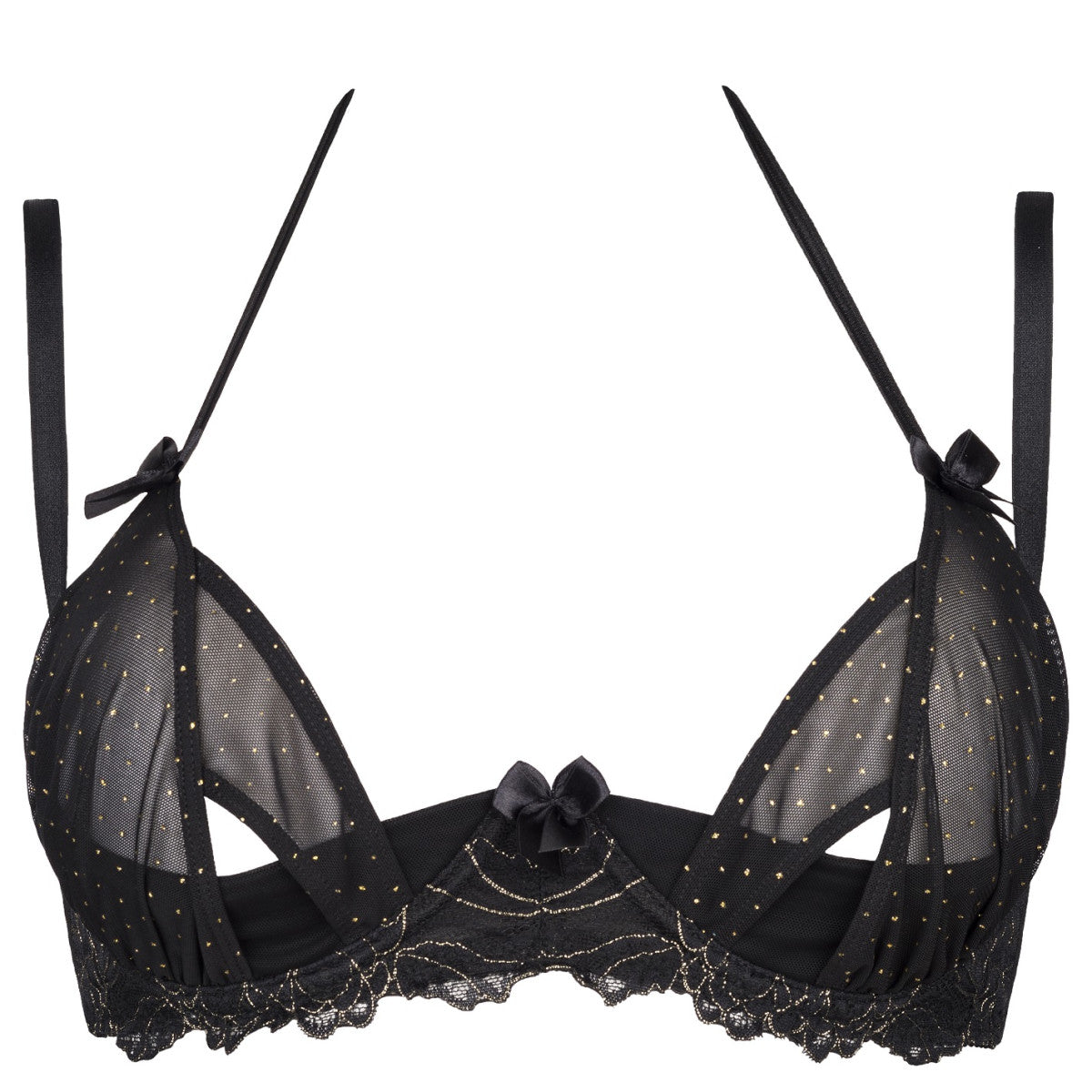 Axami V-8661PS schwarzer Plus-Size Neckholder-BH am Model in Seiten- und Rückansicht mit verstellbaren Trägern und Rückenverschluss