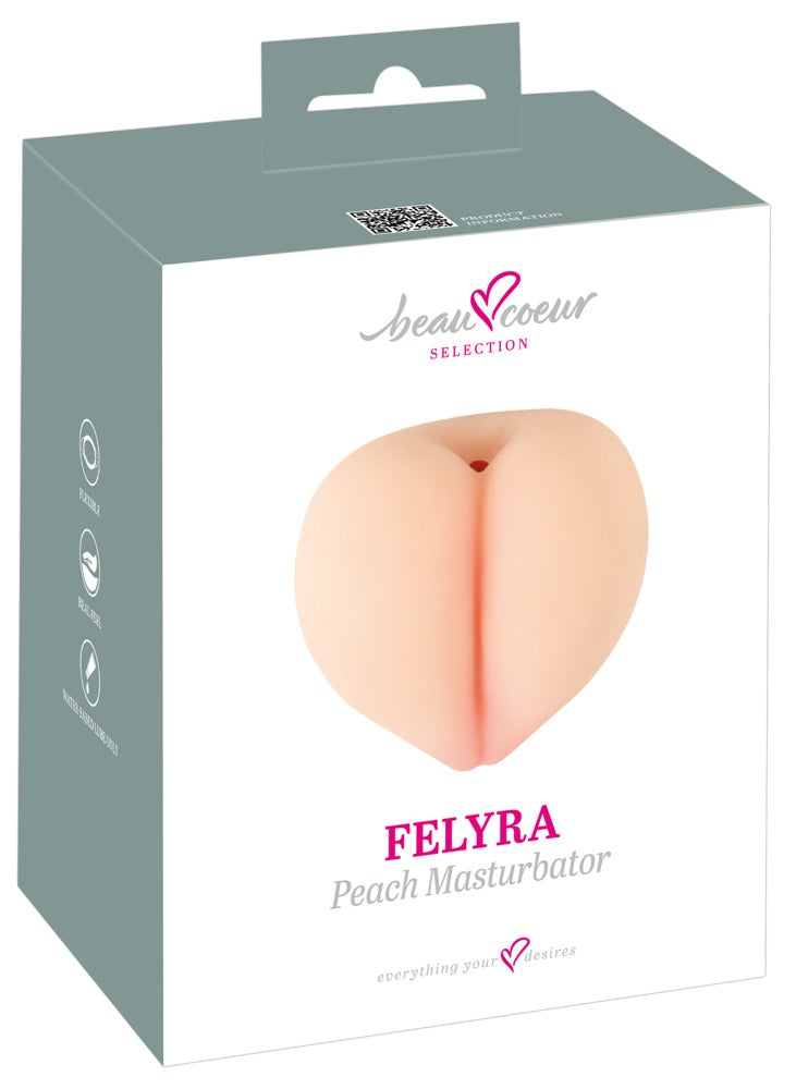 Verpackung des beau cœur FELYRA Peach Nature Skin Masturbators im Pfirsich-Po-Design