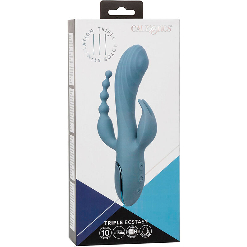 CALEXOTICS III Triple Ecstasy Dreifach-Stimulator in Blau in der Originalverpackung