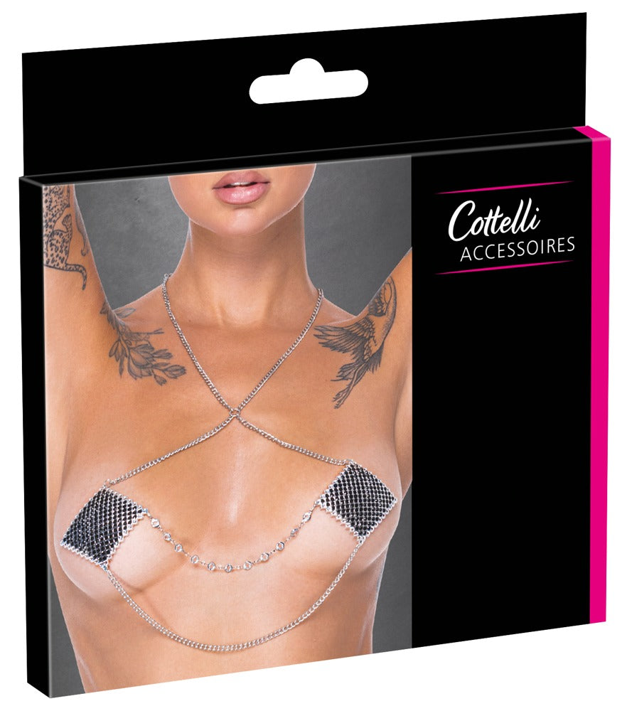 Verpackung der Cottelli ACCESSOIRES Nipple Sticker Square mit Schmuckkettchen