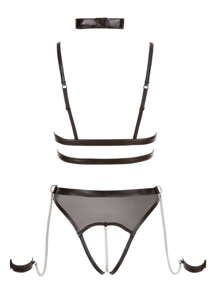 Rückansicht des Cottelli BONDAGE Body in flacher Darstellung mit Powernet und verstellbaren Riemen