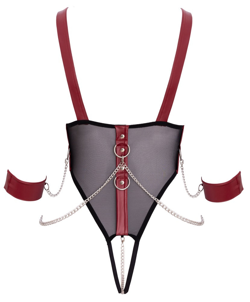 Rückansicht des Cottelli BONDAGE Body ouvert mit dekorativen Fesselringen