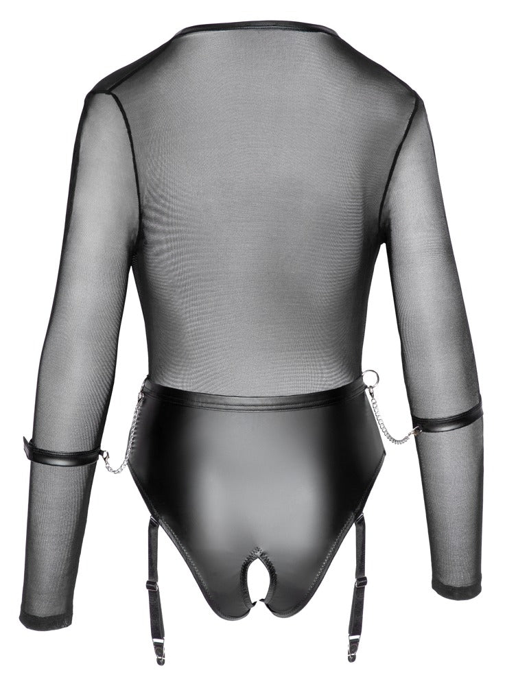 Rückansicht des Cottelli BONDAGE Bodys mit abnehmbaren Strapsen