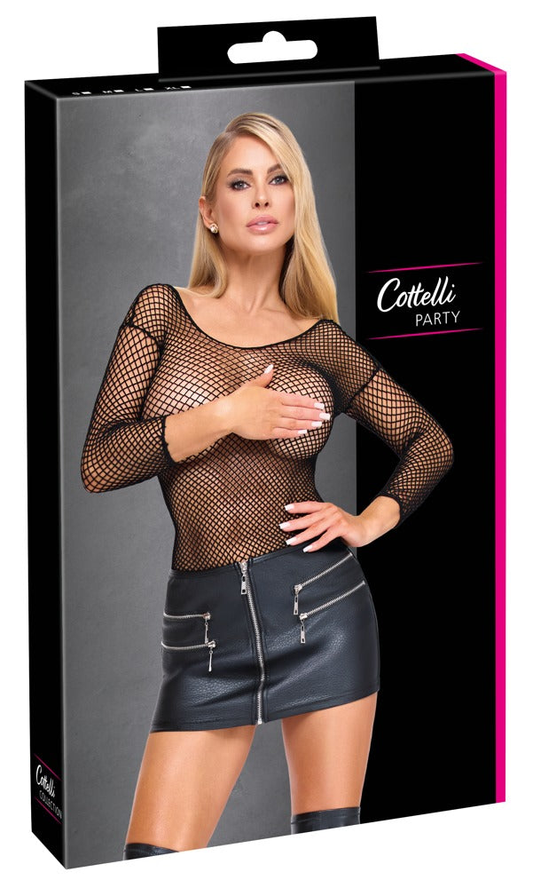 Verpackung des Cottelli PARTY Minirocks aus schwarzem Lederimitat