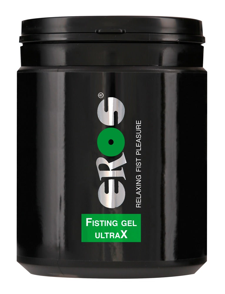 EROS Fisting Gel UltraX Hybrid-Gleitgel in schwarzer Dose als freigestellte Produktansicht
