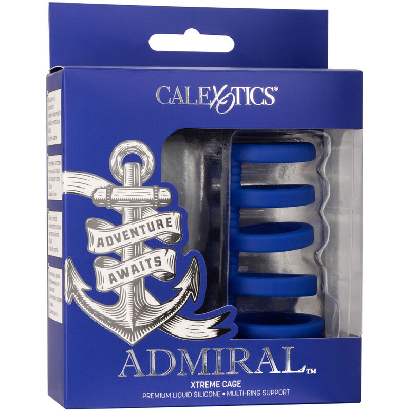 CalExotics Admiral Xtreme Cage elastisches Multi-Ring-System in Blau in der Originalverpackung – erhältlich bei Evoria Care