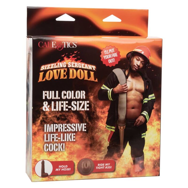 CALEXOTICS Sizzling Sergeant Love Doll Model 2 Originalverpackung mit Produktinformationen auf der Rückseite – erhältlich bei Evoria Care