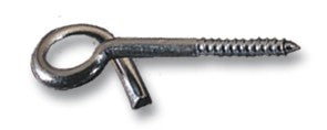JOYDIVISION LOVESWING – silberfarbener Deckenhaken aus Metall für Liebesschaukeln mit langer Gewindeschraube, geschlossenem Befestigungsring und seitlichem Metallstift in liegender Produktansicht auf weißem Hintergrund – erhältlich bei Evoria Care