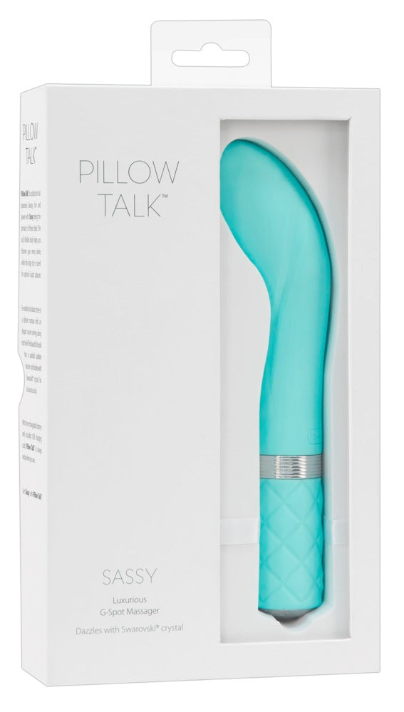 Pillow Talk Sassy G-Punkt-Vibrator in Mint – Produktdarstellung in der weißen Pillow Talk Verpackung – erhältlich bei Evoria Care