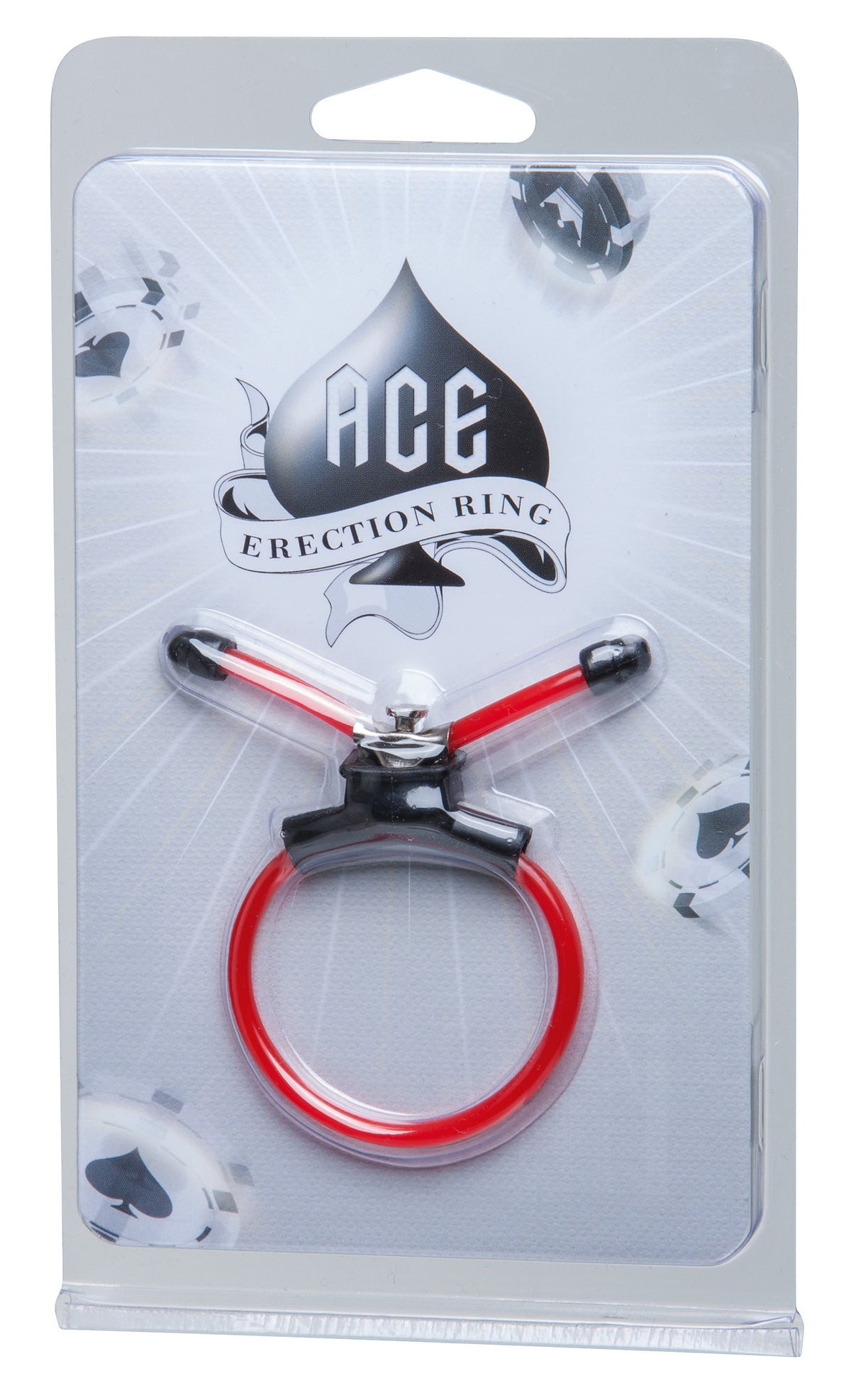Seven Creations MAGIC Sex-Ring – silberfarbene Originalverpackung mit sichtbarem rot-schwarzem PVC-Cockring, verstellbarer Ringschlaufe und MAGIC Sex-Ring Produktbeschriftung – erhältlich bei Evoria Care