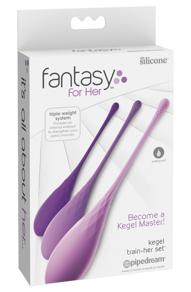 Fantasy For Her Kegel Train-Her Set mit drei unterschiedlich gewichteten Beckenbodentrainern in der Originalverpackung