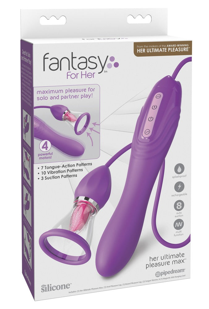 Originalverpackung des Fantasy For Her Ultimate Pleasure Max mit Produktabbildung und Saugschalen-System