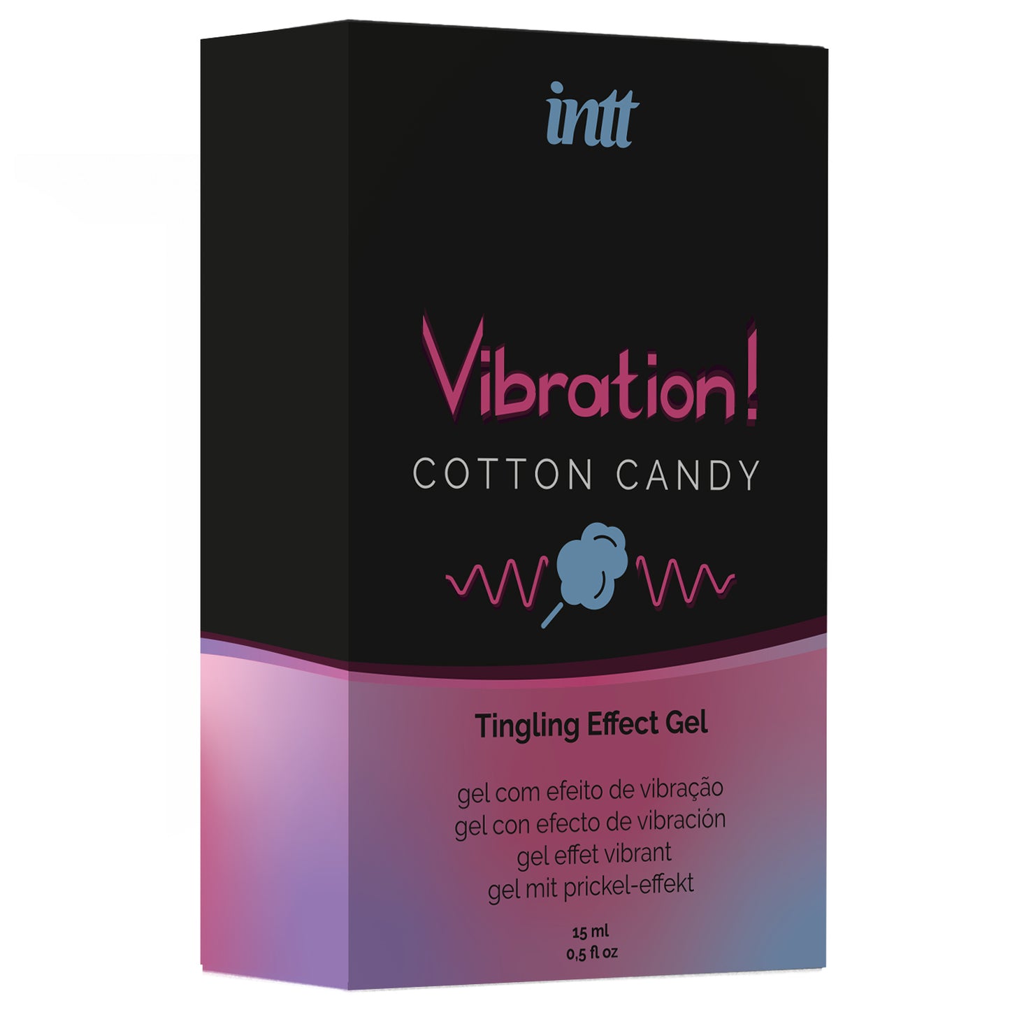 intt Liquid Vibration Cotton Candy Stimulationsgel Verpackung mit Zuckerwatte-Aroma und pflanzlichen Extrakten