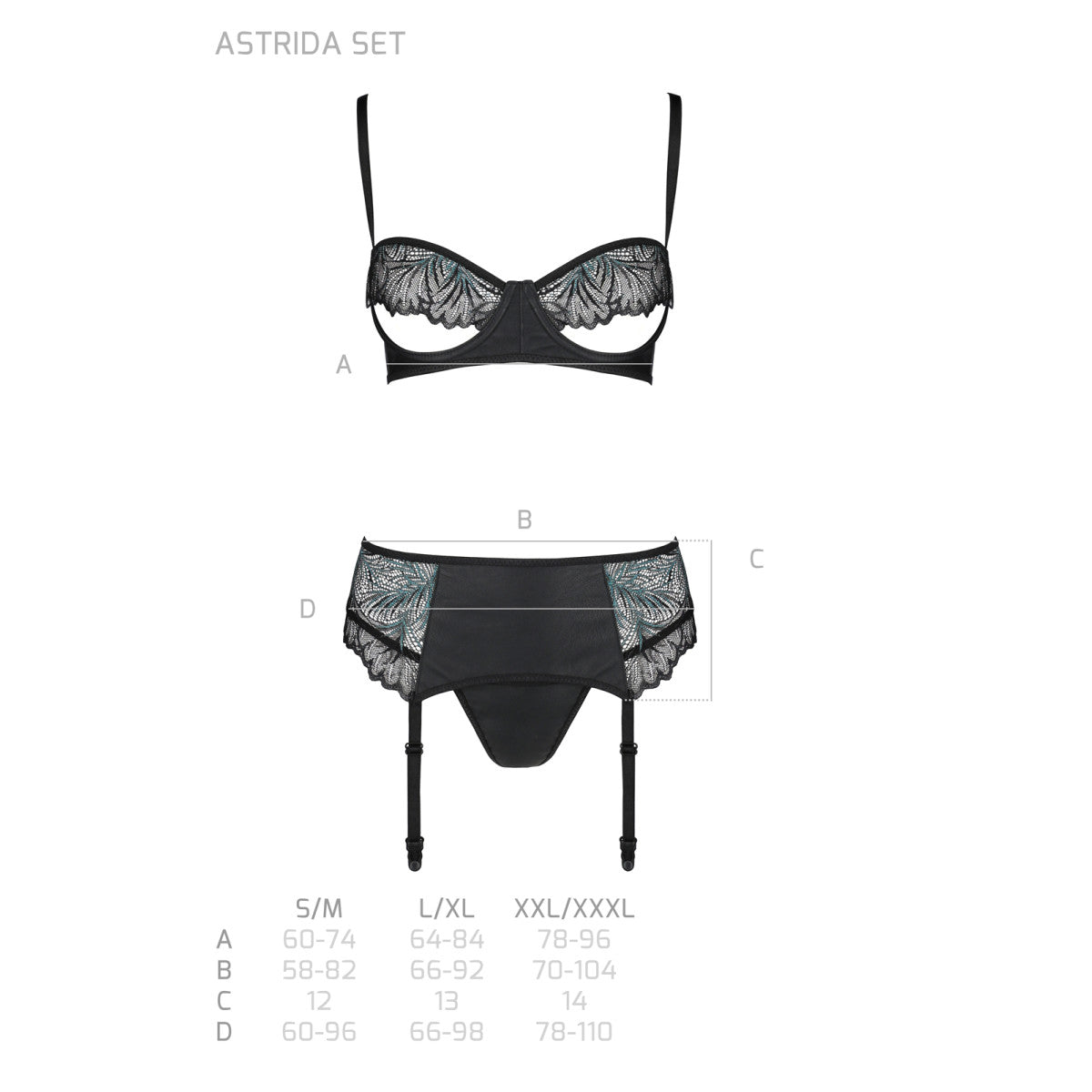 Passion PE Astrida 3pcs set black - Produktansicht 7