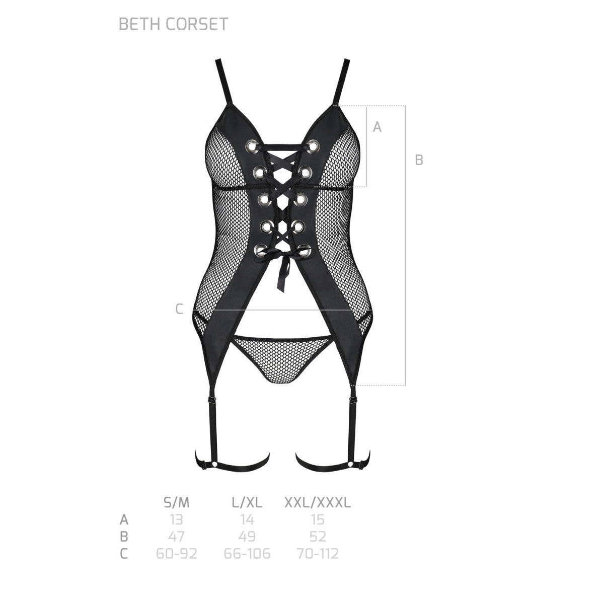 Passion PE Beth corset & thong black - Produktansicht 7