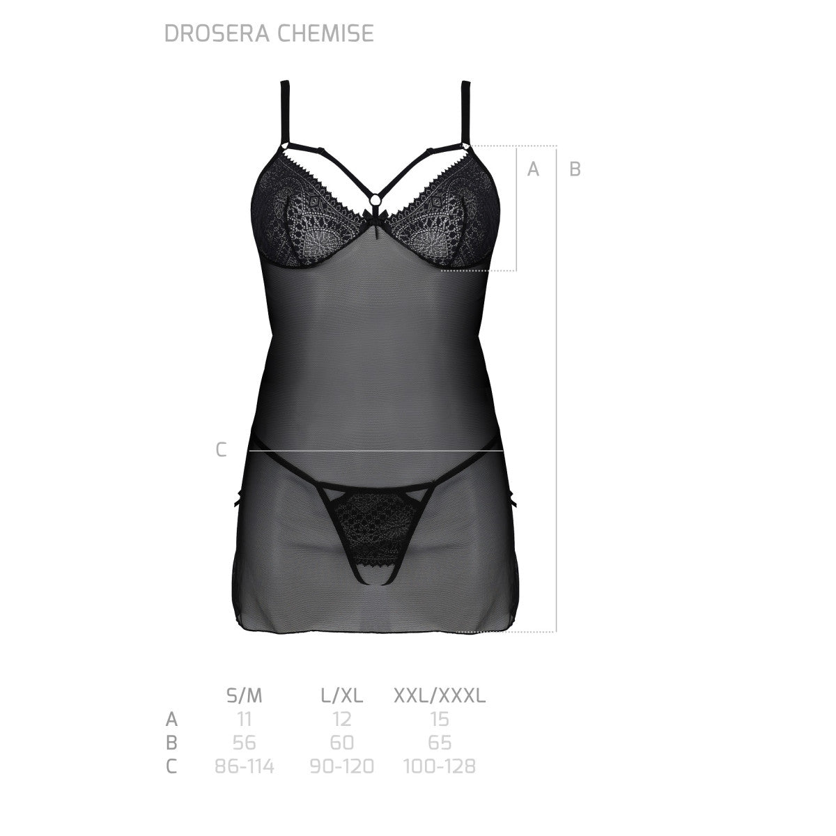 Passion PE ECO Drosera chemise & thong black - Produktansicht 7