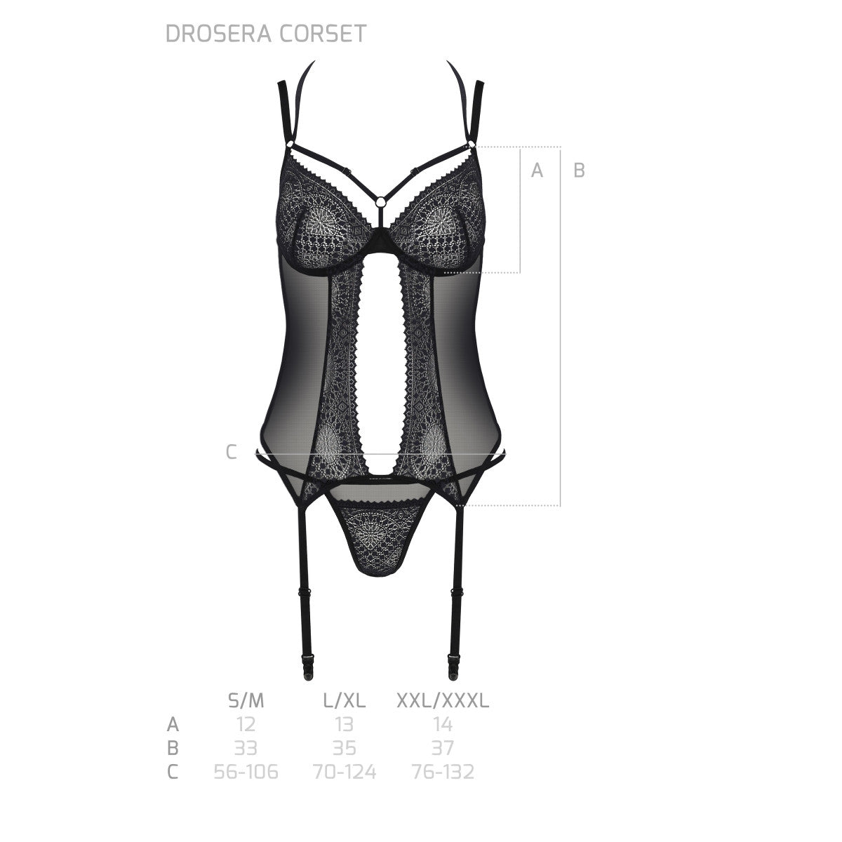 Passion PE ECO Drosera corset & thong black - Produktansicht 9
