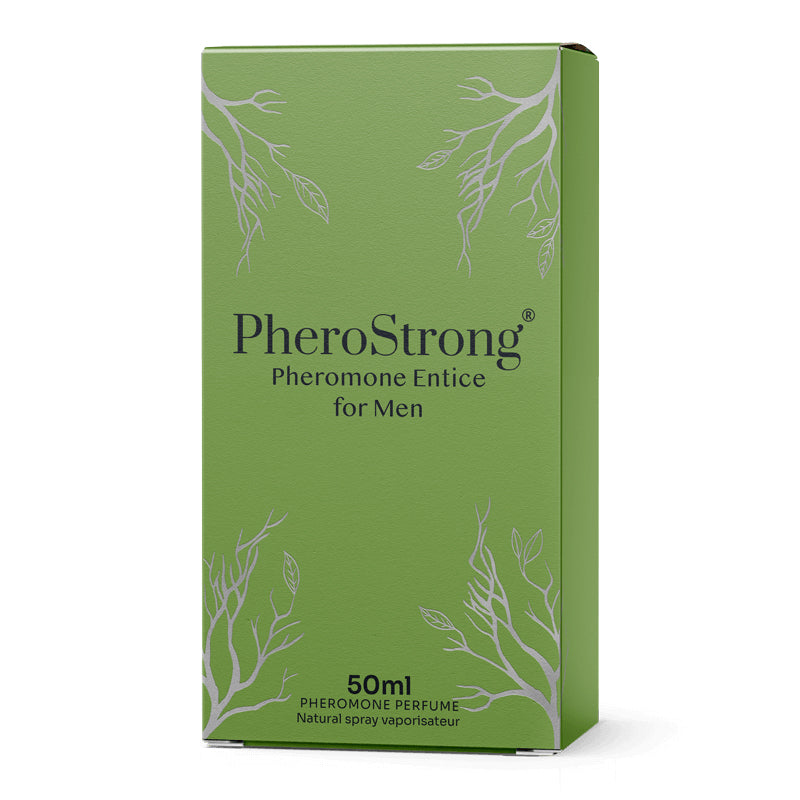 PheroStrong Entice Pheromone Parfum für Männer 50 ml Verpackung in grünem Design