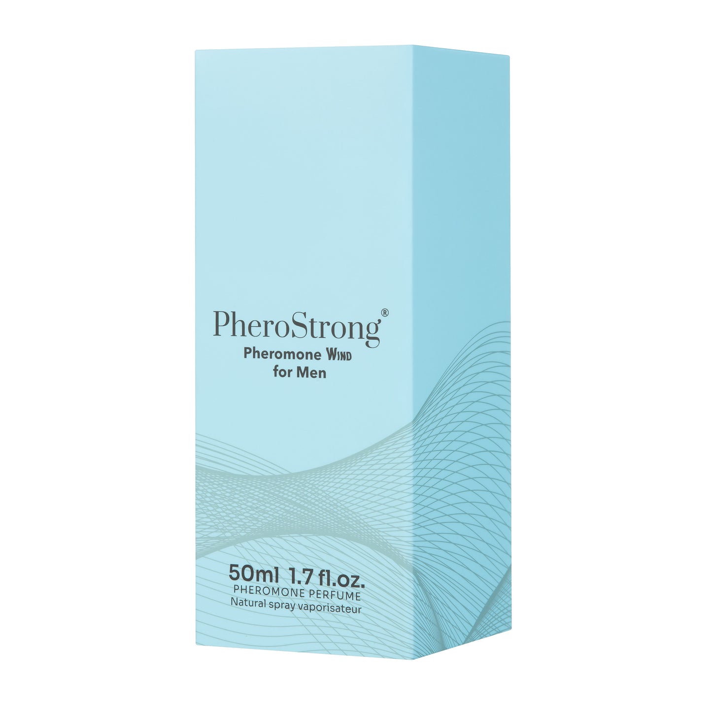 PheroStrong Wind for Men 50ml Pheromon Parfum Verpackung im klaren, modernen Design
