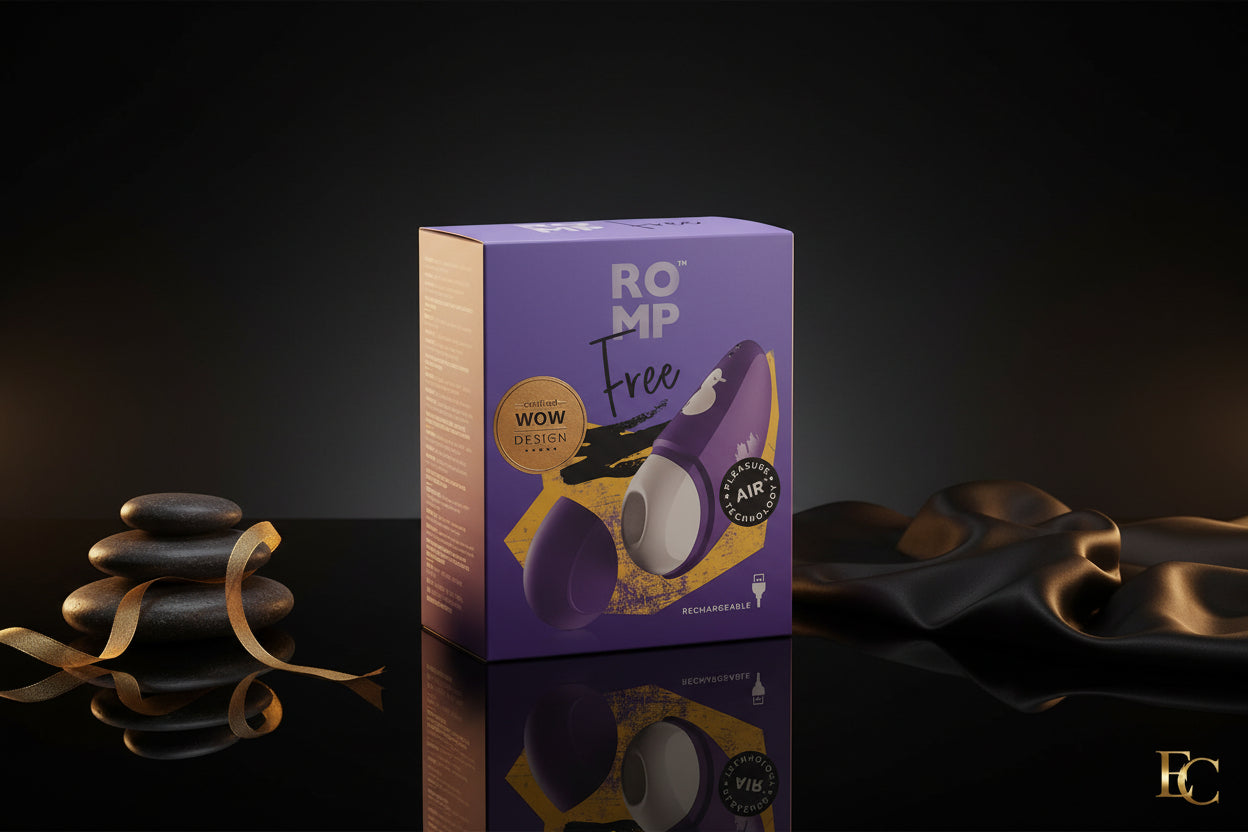 ROMP Free Pleasure Air Pulsator Verpackung in Lila