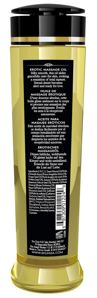 SHUNGA Massage Öl Sensual Island Blossoms 240ml Rückseite Inhaltsstoffe