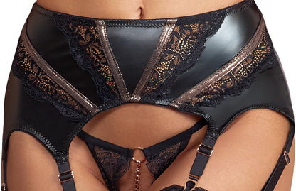 Detailansicht des Abierta Fina 3-teiligen Hebe-BH-Straps-Sets mit Ouvert-String im Slipbereich