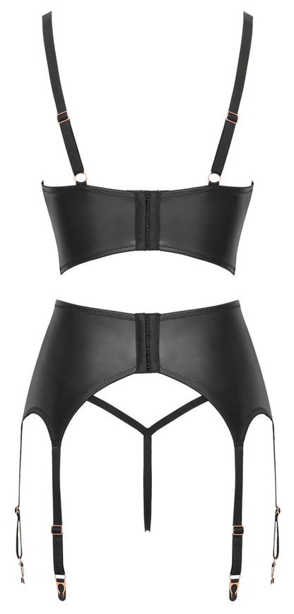 Abierta Fina 3-teiliges Hebe-BH-Straps-Set mit Ouvert-String in der Rückansicht
