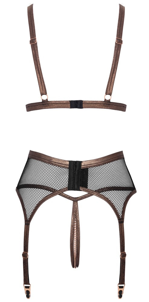 Abierta Fina 3-teiliges Straps-Set mit Ouvert-String in der Rückansicht