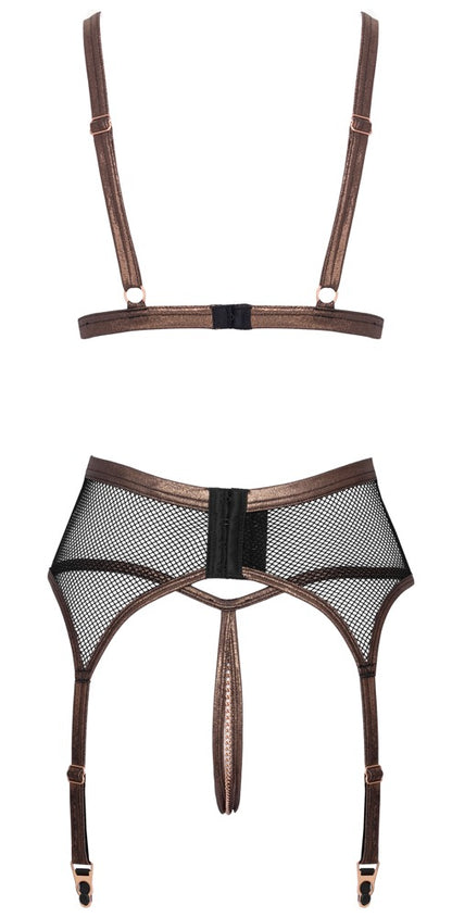 Abierta Fina 3-teiliges Straps-Set mit Ouvert-String in der Rückansicht