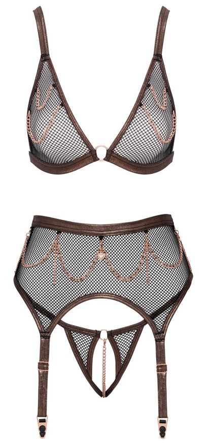 Abierta Fina 3-teiliges Straps-Set mit Ouvert-String in der Vorderansicht