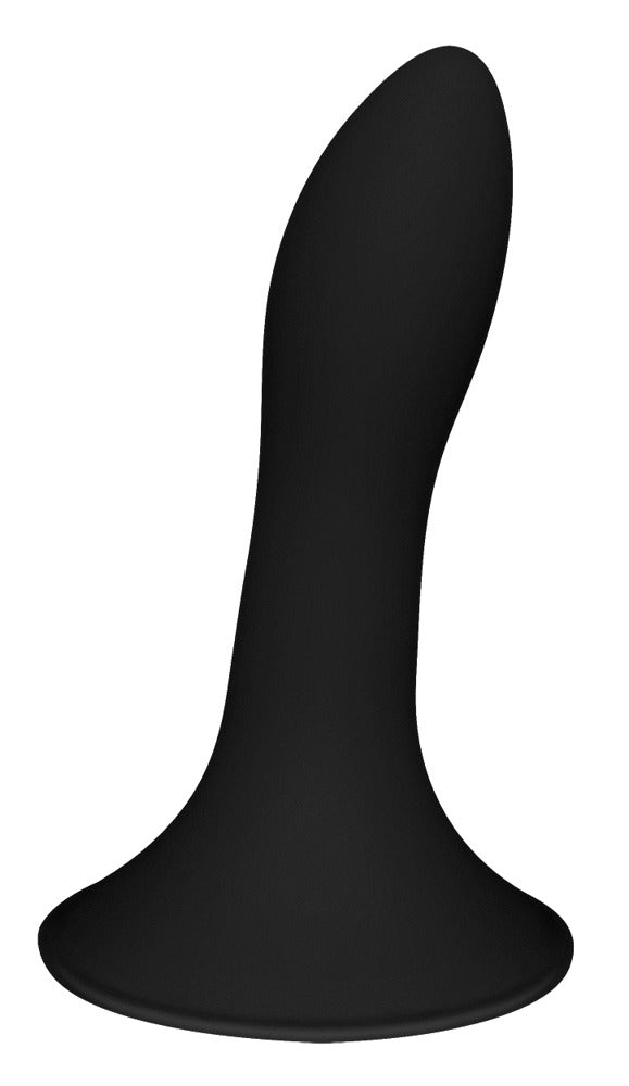 Adrien Lastic Hitsens 5 schwarzer thermoreaktiver Anal-Dildo in Hauptansicht mit gebogenem Schaft und breitem Saugfuß