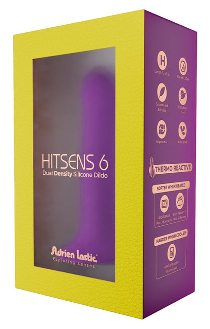 Adrien Lastic Hitsens 6 thermoreaktiver Silexpan Dildo in der Originalverpackung mit Produktabbildung