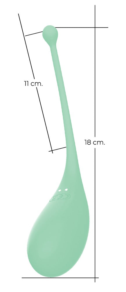 Adrien Lastic Palpitation Vibro-Ei in Mint in Ganzansicht mit schlankem Rückholband und ovalem Stimulationskörper