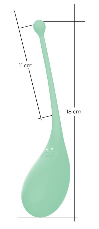 Adrien Lastic Palpitation Vibro-Ei in Mint in Ganzansicht mit schlankem Rückholband und ovalem Stimulationskörper