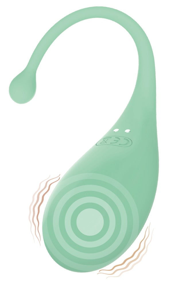 Adrien Lastic Palpitation Vibro-Ei in Mint in Rückansicht mit glatter Oberfläche und langem flexiblem Rückholband