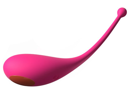 Adrien Lastic Palpitation Vibro-Ei in Pink in Seitenansicht mit ergonomischer Form und flexiblem Rückholband