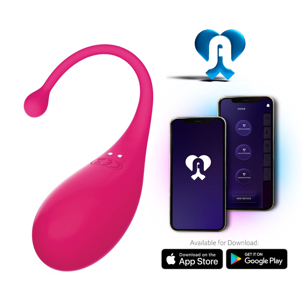Adrien Lastic Palpitation pinkes Vibro-Ei mit Smartphone zur Darstellung von Bluetooth- und Remote-Steuerung
