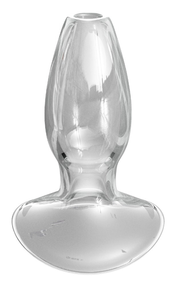 Anal Fantasy Elite Anal Gaper transparenter Glasplug in Hauptansicht mit hohlem Open-Tunnel-Design und breiter Sicherheitsbasis
