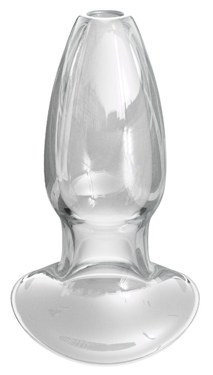 Anal Fantasy Elite Anal Gaper aus klarem Borosilikatglas in Vorderansicht mit abgerundeter Spitze und breiter Sicherheitsbasis