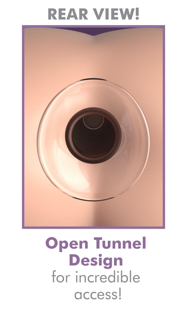 Anal Fantasy Elite Anal Gaper transparenter Glasplug in Detailansicht mit deutlich sichtbarem offenem Tunnel durch den Plug