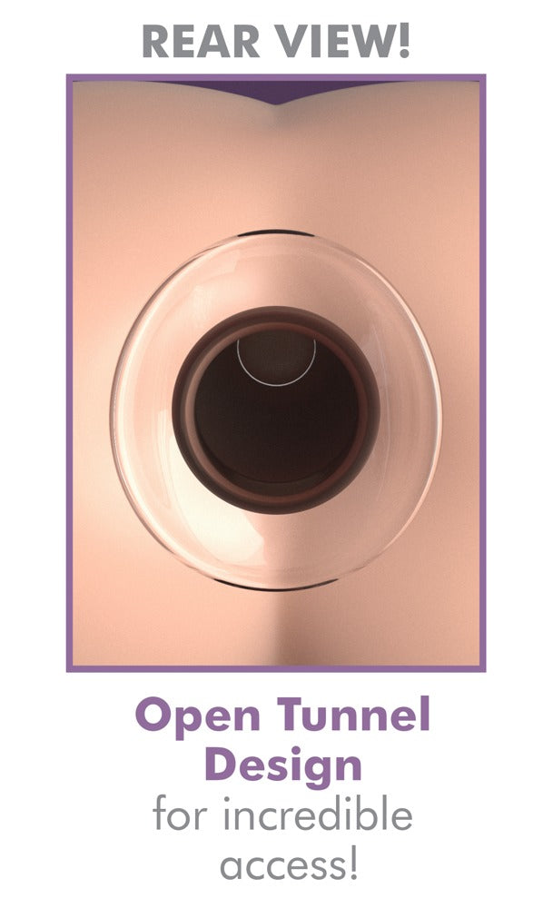 Anal Fantasy Elite Anal Gaper in schematischer Darstellung mit offenem Tunnel und anatomischer Positionierung