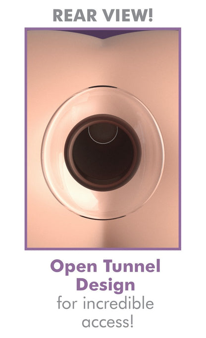Anal Fantasy Elite Anal Gaper in schematischer Darstellung mit offenem Tunnel und anatomischer Positionierung