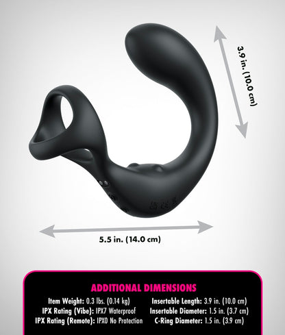 Anal Fantasy Elite Ass-Gasm Taint-Alizer in Funktionsansicht mit Prostatavibrator und rotierendem Perineum-Stimulator