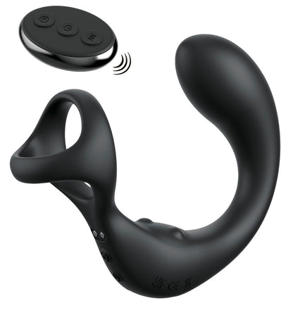 Anal Fantasy Elite Ass-Gasm Taint-Alizer in schräger Perspektivansicht mit gebogenem Prostata-Schaft und äußerem Perineum-Stimulator