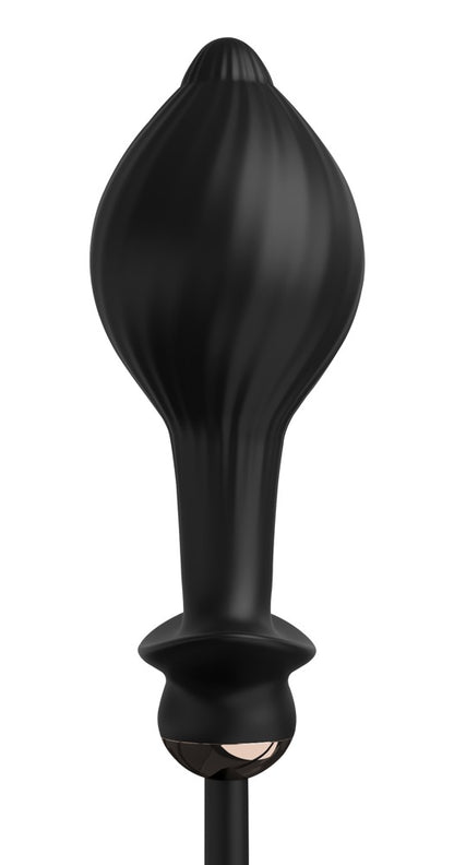Anal Fantasy Elite Auto-Throb Analvibrator in aufgepumpter Ansicht mit vergrößerter tropfenförmiger Stimulationszone