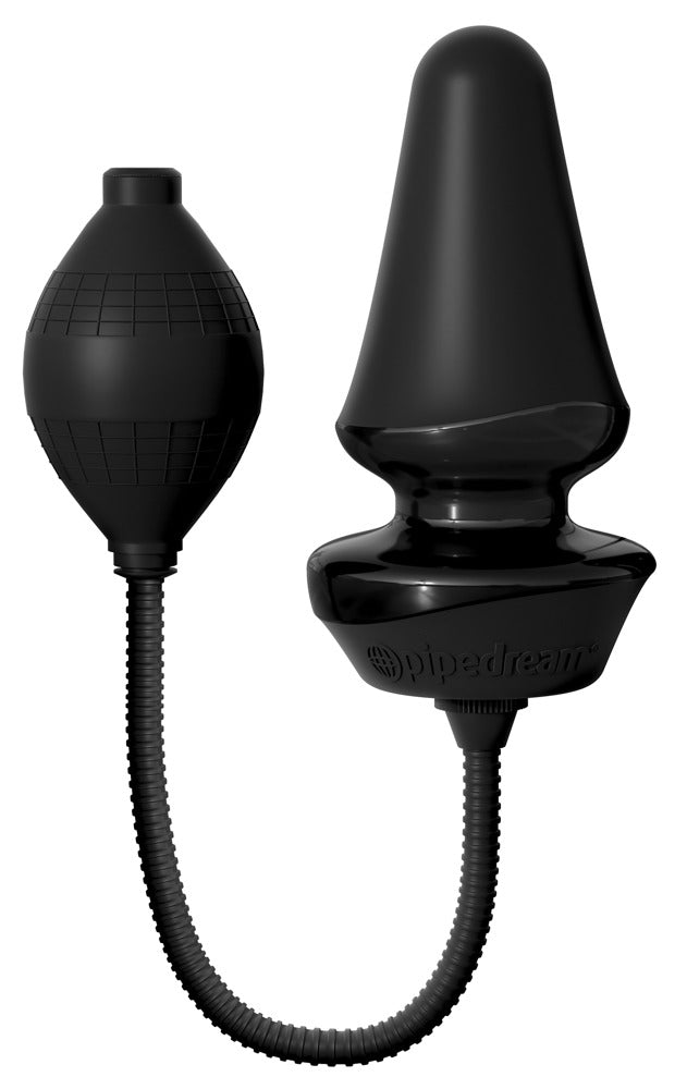 Anal Fantasy Elite Inflatable Silicone Butt Plug in Hauptansicht mit schwarzem aufblasbarem Analplug, Schlauch und Handpumpe