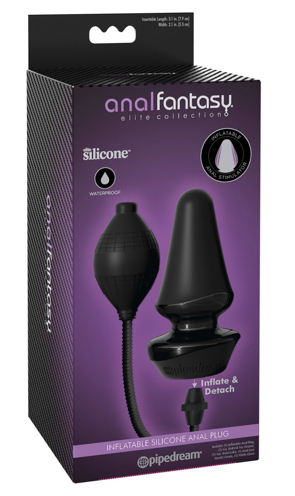 Anal Fantasy Elite Inflatable Silicone Butt Plug in der Originalverpackung mit Produktabbildung