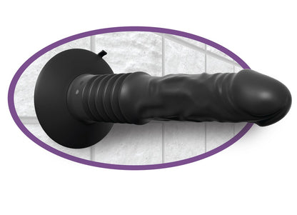 Anal Fantasy Elite Vibrating Ass Fucker liegend mit langem strukturiertem Schaft und breiter Saugbasis