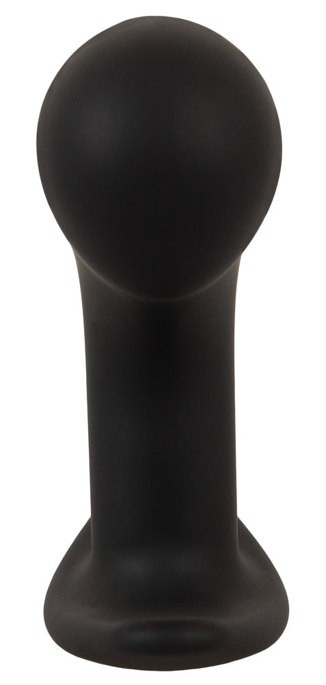 ANOS Big Head Prostate Plug in Schwarz – Frontansicht mit großem rundem Kopf, schlankem Hals und breiter Basis